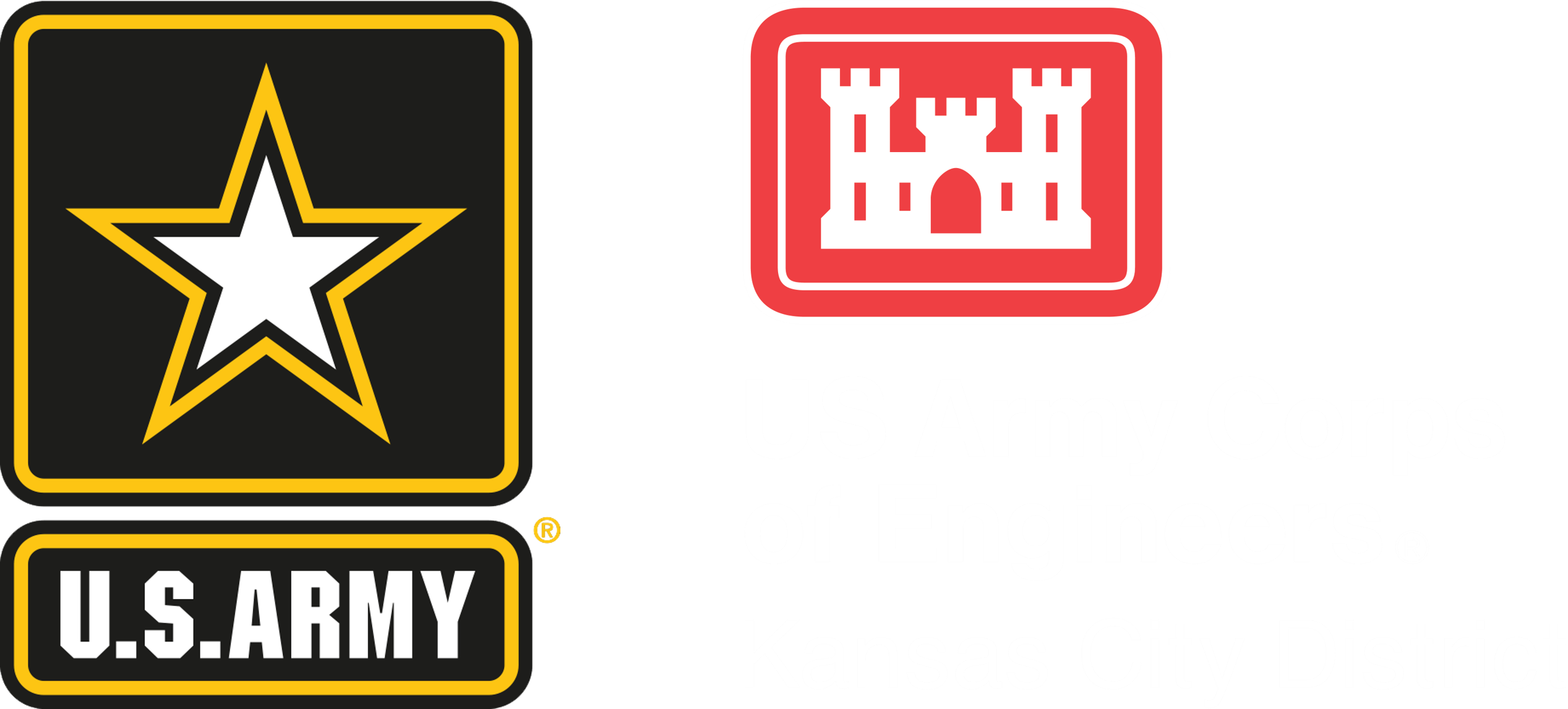 Army Star Brand for light background and USACE Kansas City District Castle brand for light background